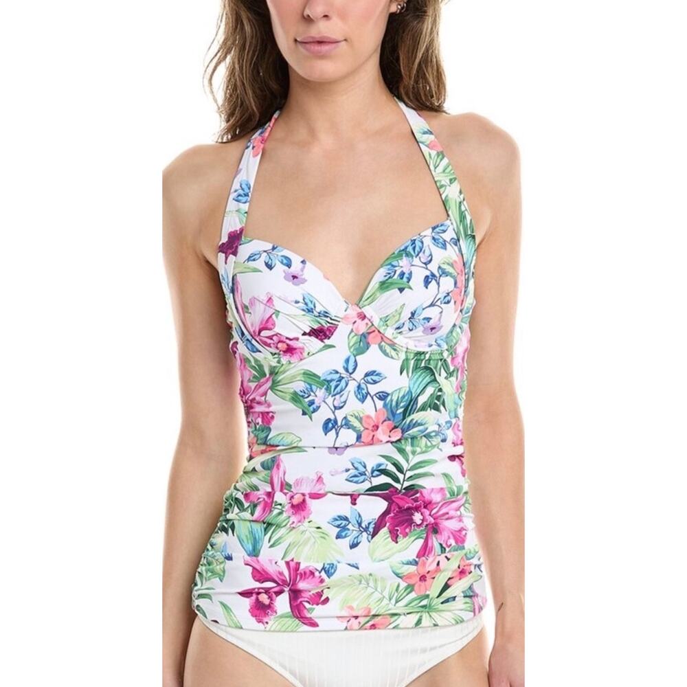 Tommy Bahama Coastal Gardens Underwire Halter Tankini Swim XS NWT